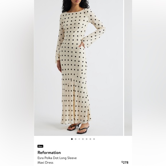 Reformation Cream and Black Polka Dot Maxi Dress